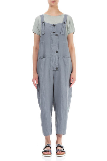 Strappy Storm Grey Linen Jumpsuit
