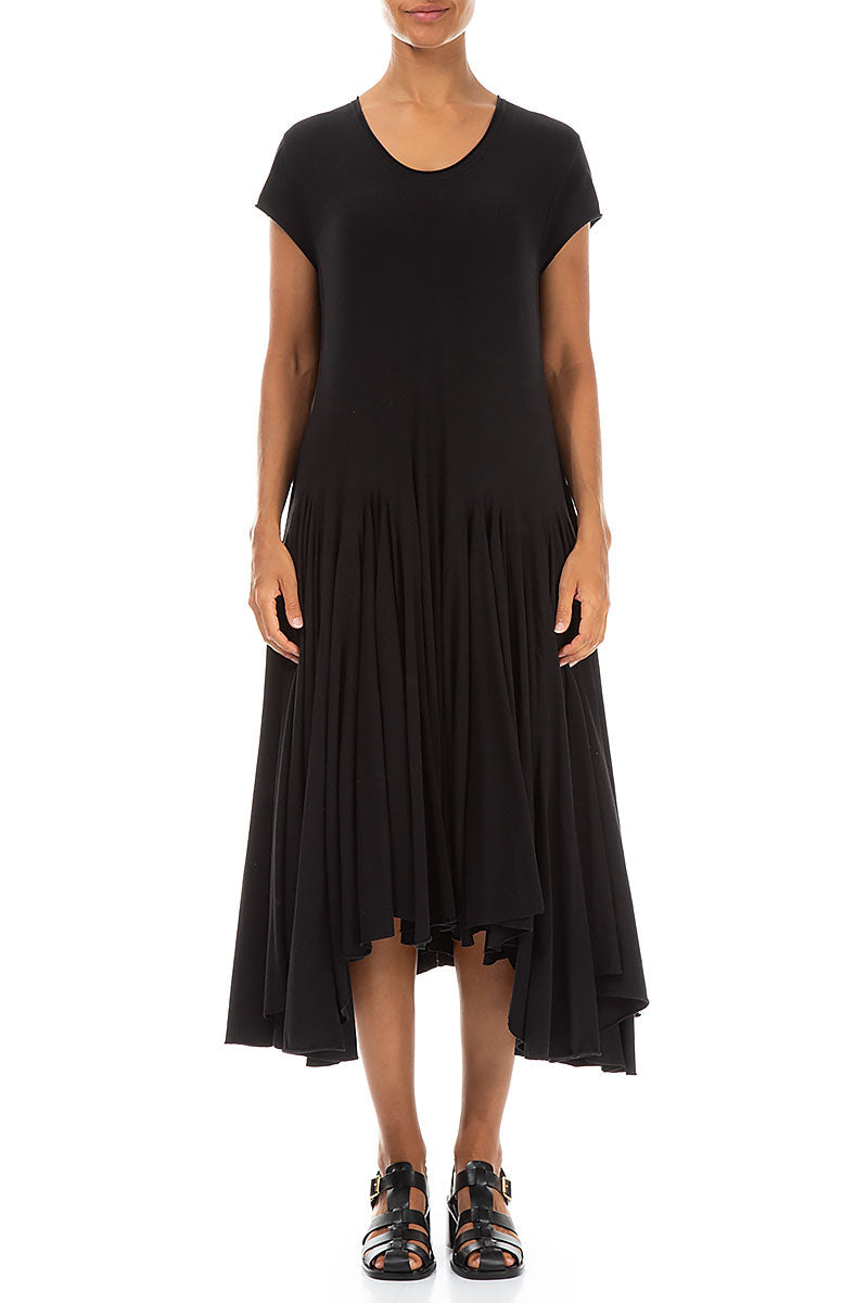 Asymmetric Black Cotton Dress