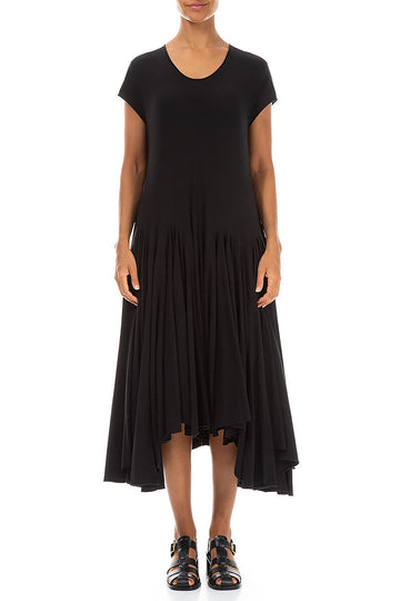 Asymmetric Black Cotton Dress