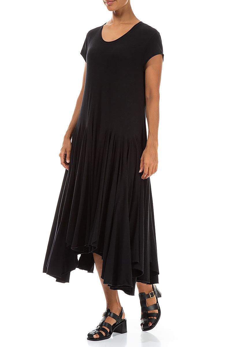 Asymmetric Black Cotton Dress