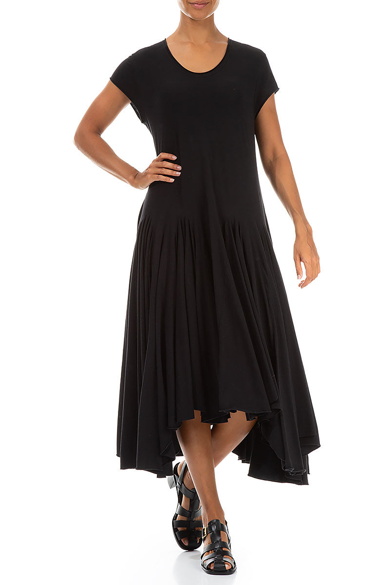 Asymmetric Black Cotton Dress