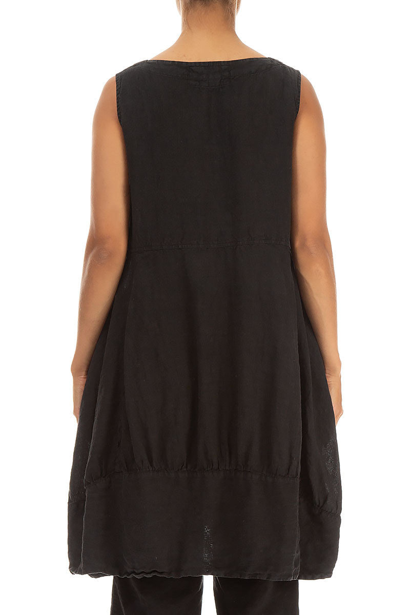 Balloon Black Linen Tunic