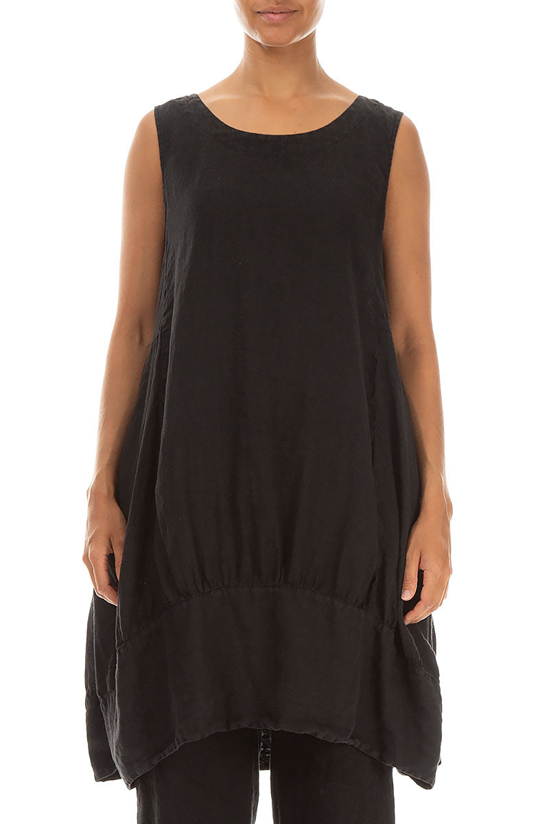 Balloon Black Linen Tunic