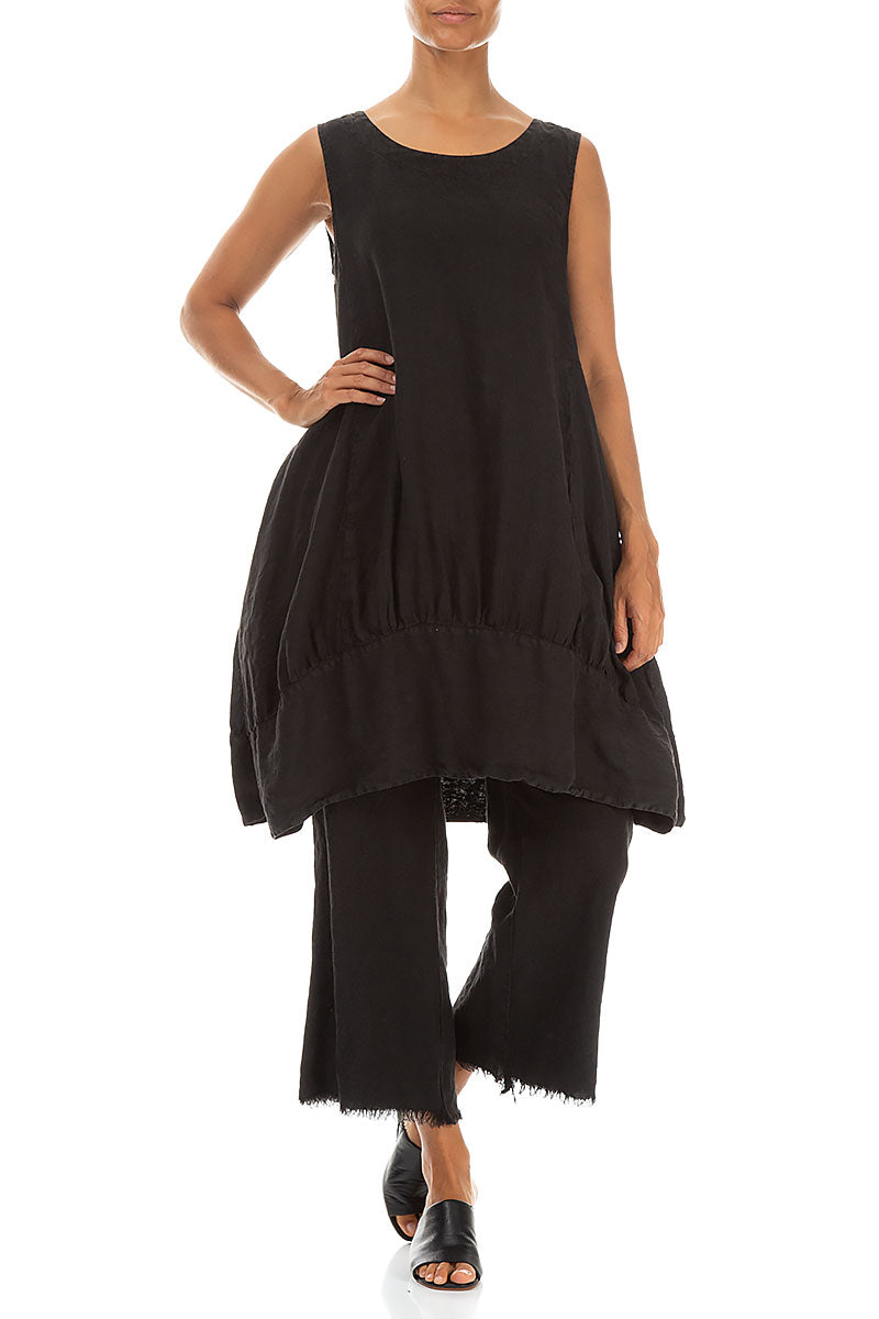Balloon Black Linen Tunic