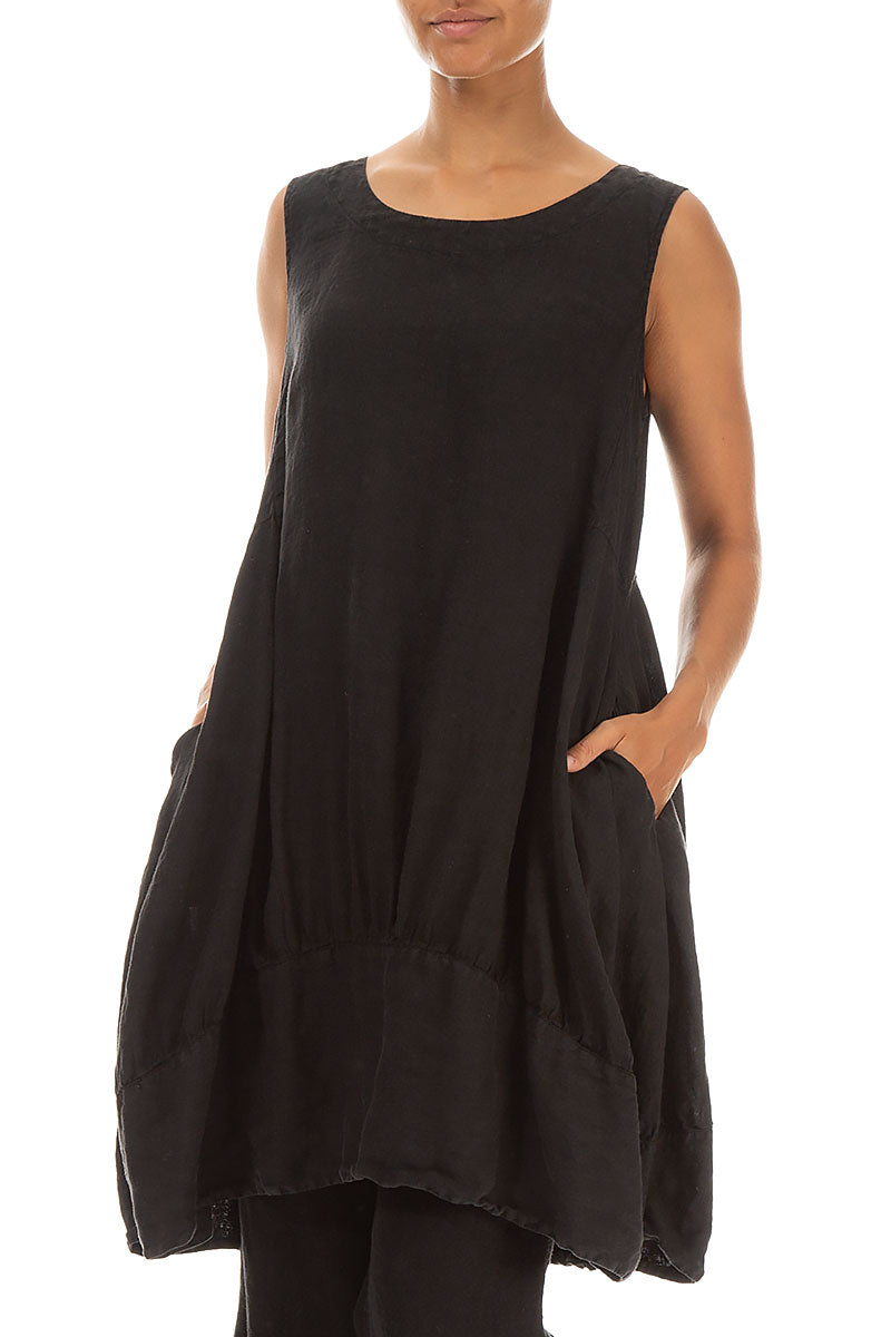 Balloon Black Linen Tunic