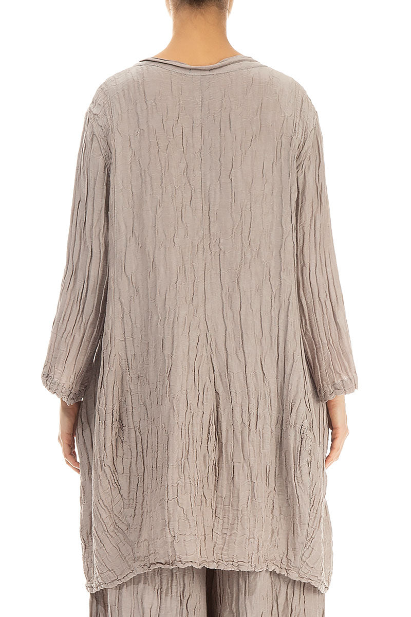 Balloon Crinkled Cappuccino Silk Linen Tunic