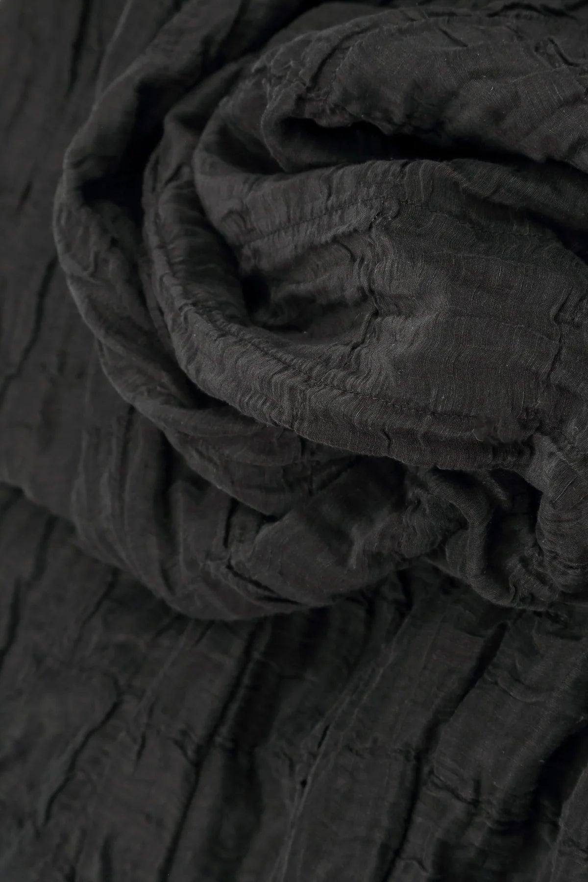 Balloon Shape Crinkled Black Silk Linen Skirt 4