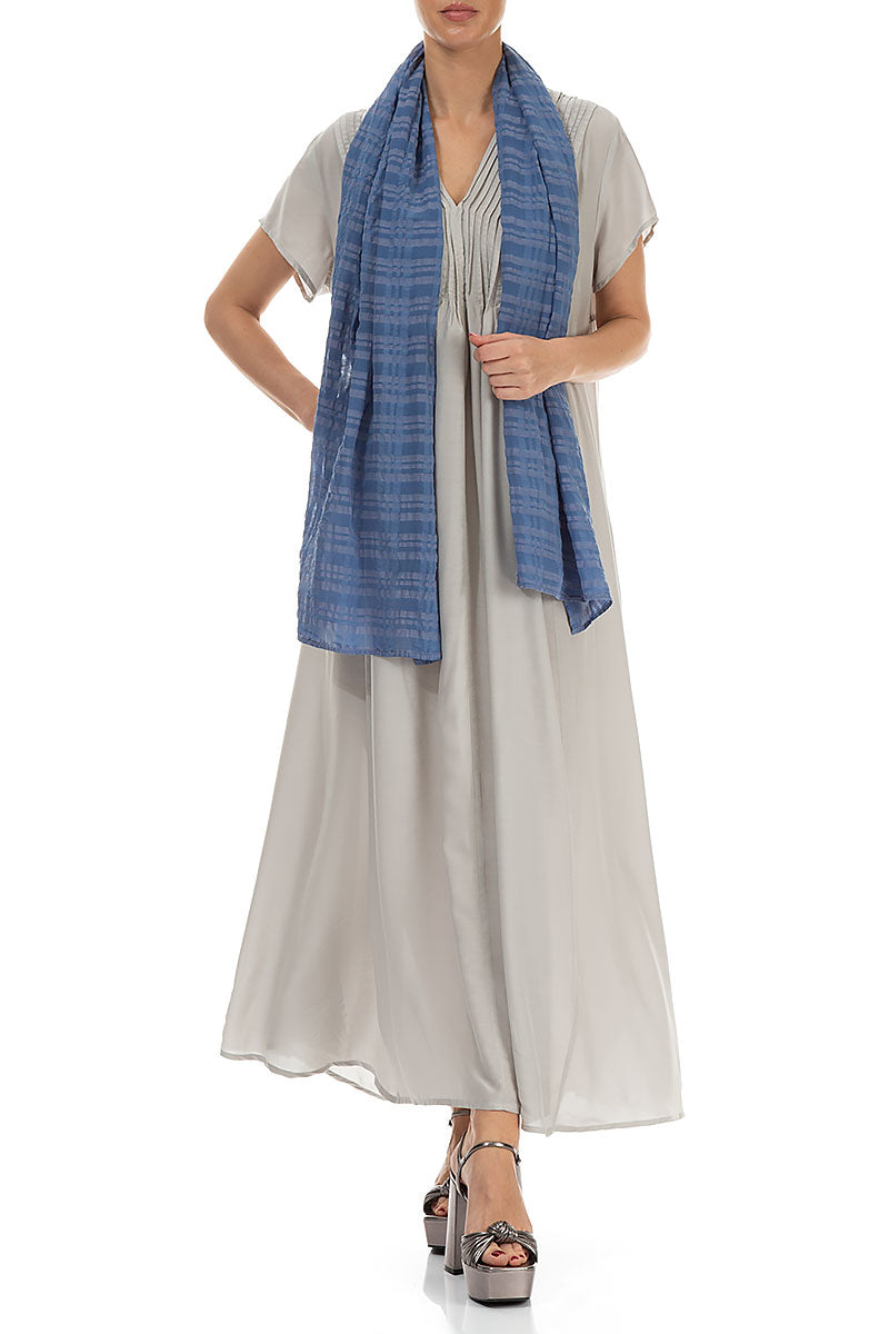 Blue Nova Checkered Silk Cotton Scarf