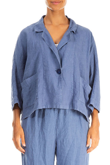 Boxy Blue Nova Linen Blazer Jacket
