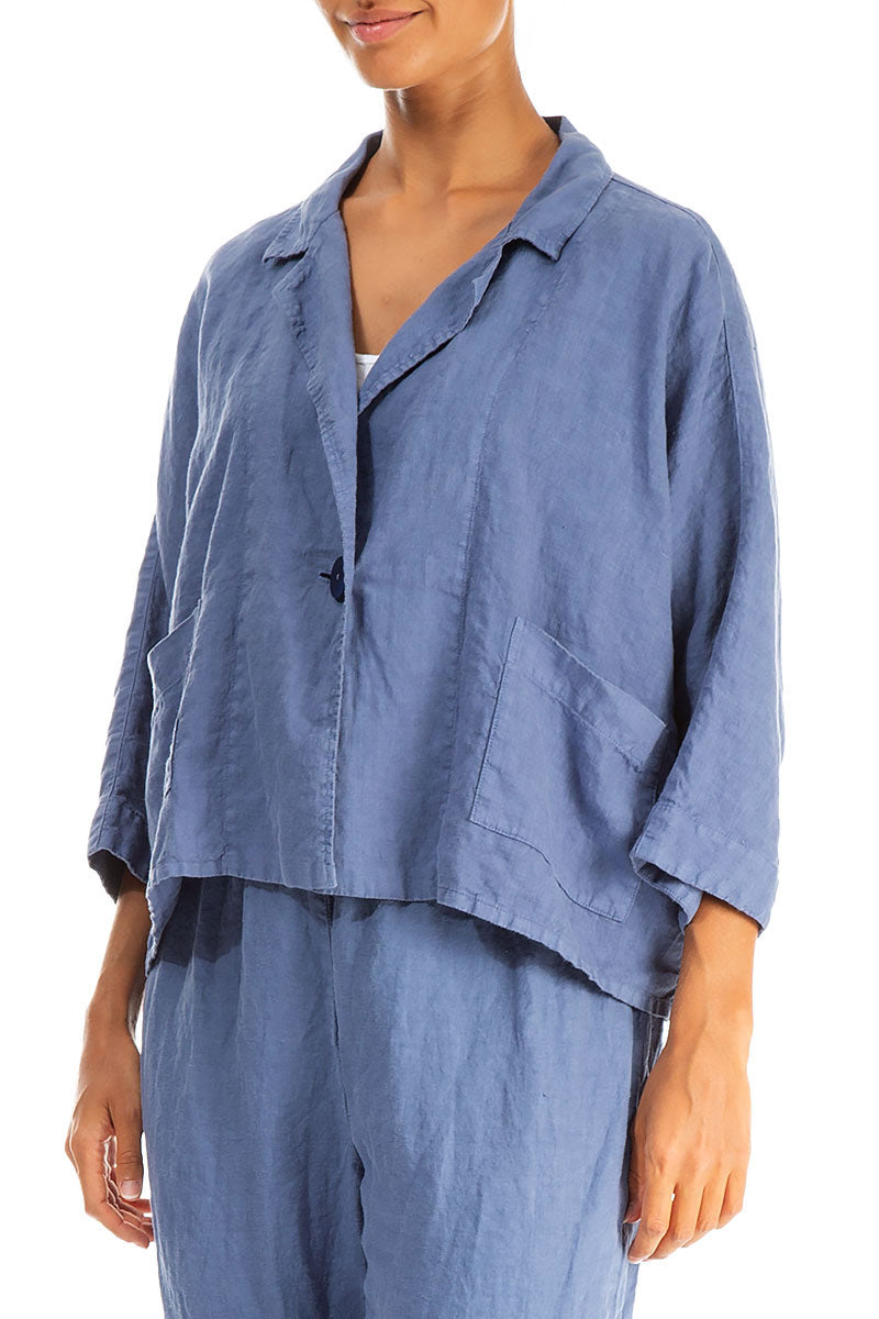 Boxy Blue Nova Linen Blazer Jacket