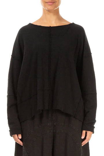 Boxy Black Wavy Cotton Jumper 1