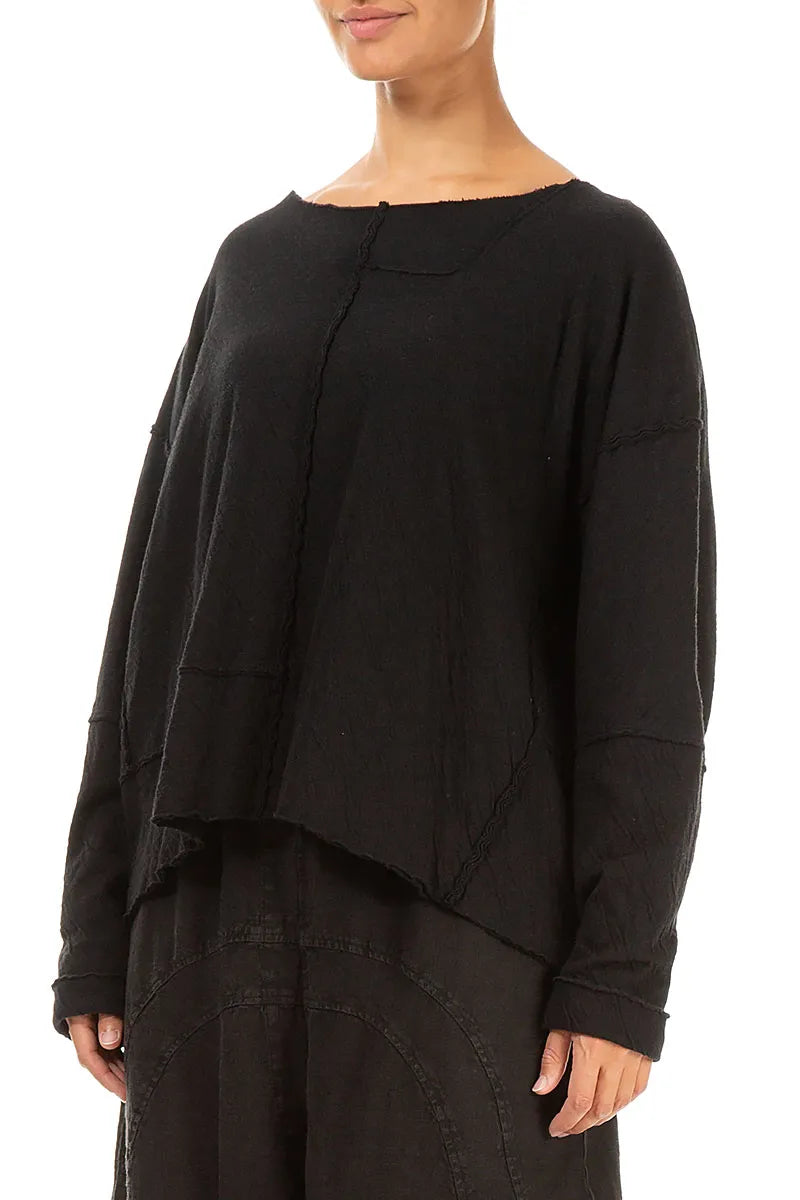 Boxy Black Wavy Cotton Jumper 3