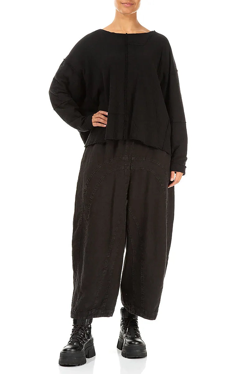 Boxy Black Wavy Cotton Jumper 4