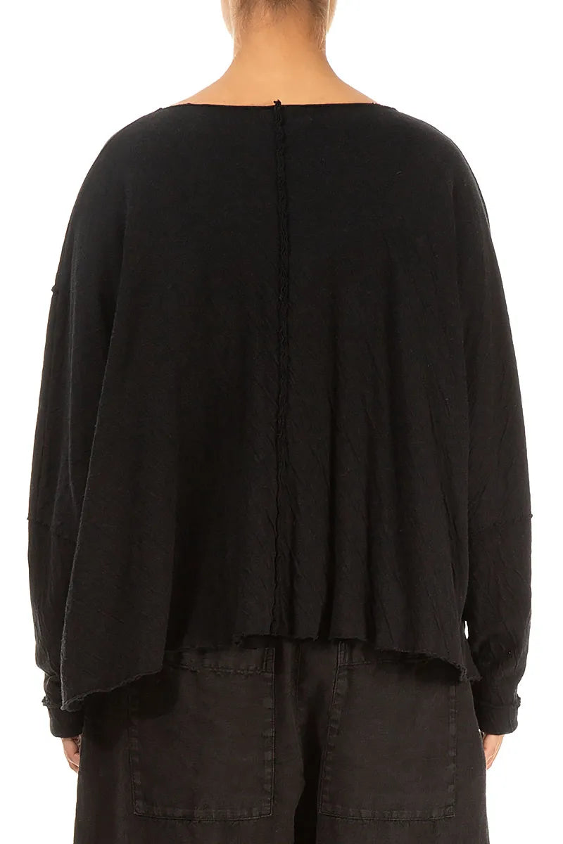 Boxy Black Wavy Cotton Jumper 2