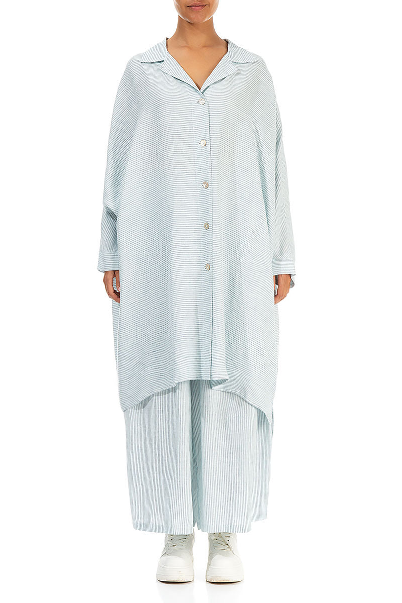 Boxy Blue Striped Linen Jacket