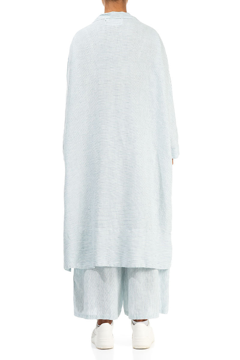 Boxy Blue Striped Linen Jacket