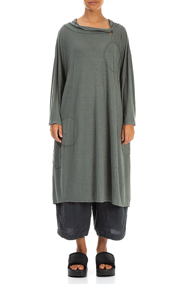 Boxy Bubble Décor Sage Linen Jersey Dress