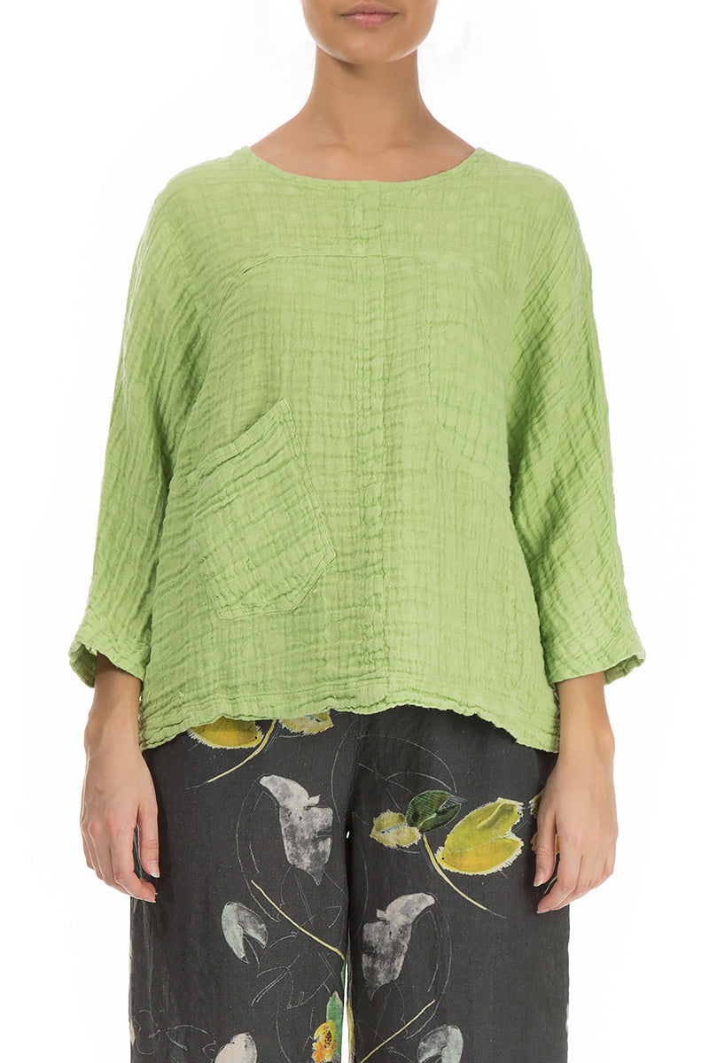 Boxy Lime Linen Blouse