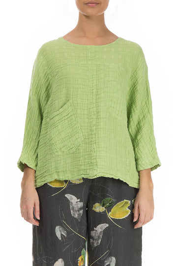 Boxy Lime Linen Blouse