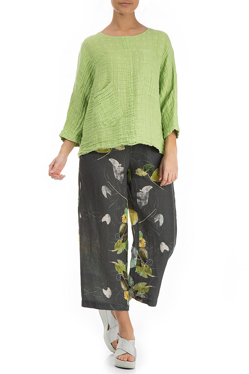 Boxy Lime Linen Blouse