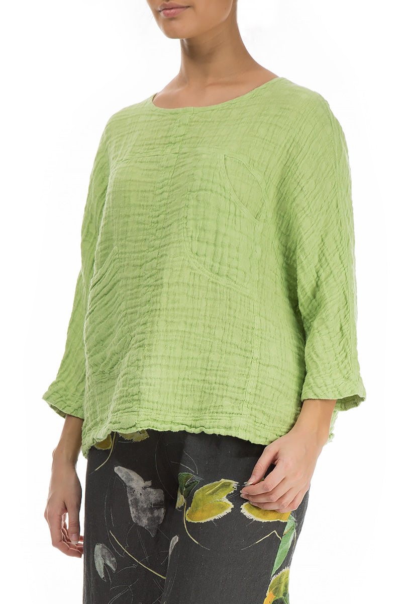 Boxy Lime Linen Blouse