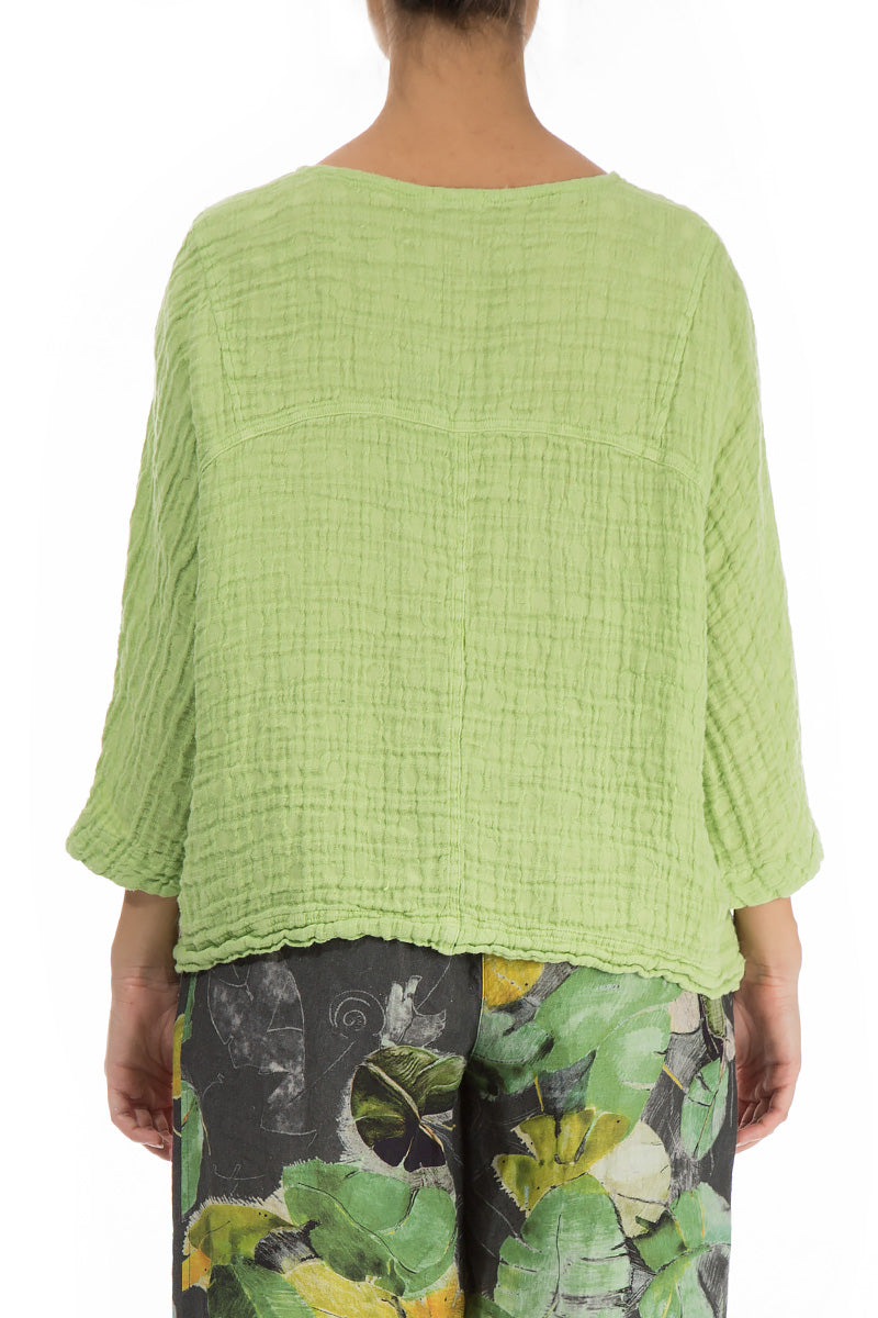 Boxy Lime Linen Blouse
