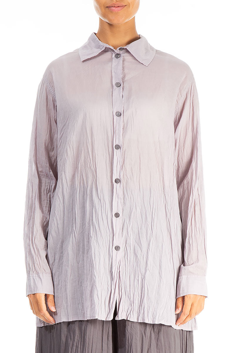 Collar Greige Crumpled Cotton Shirt