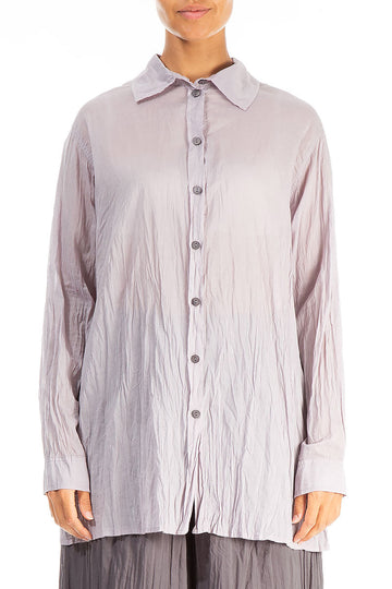 Collar Greige Crumpled Cotton Shirt