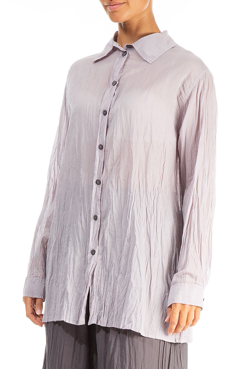 Collar Greige Crumpled Cotton Shirt