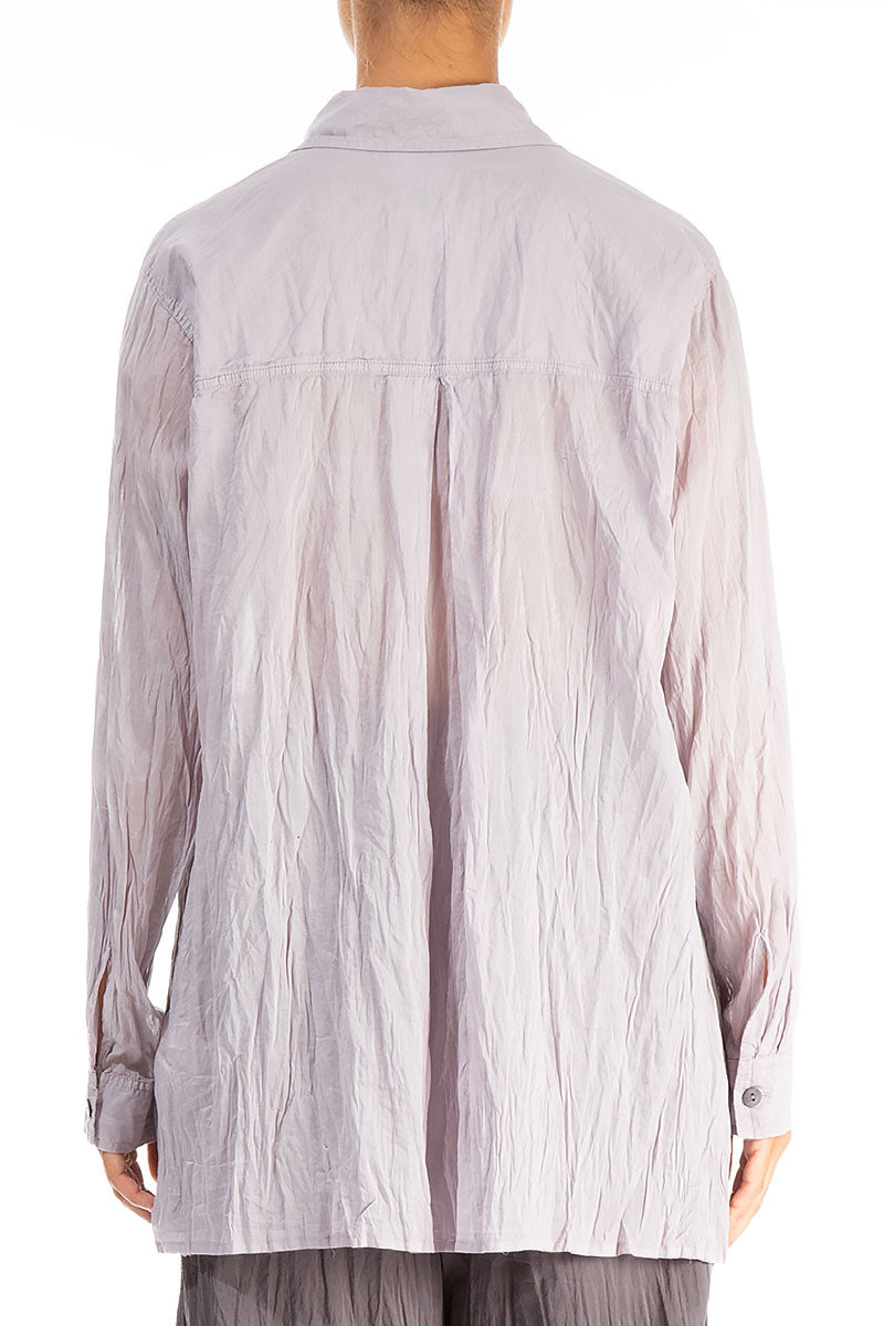 Collar Greige Crumpled Cotton Shirt