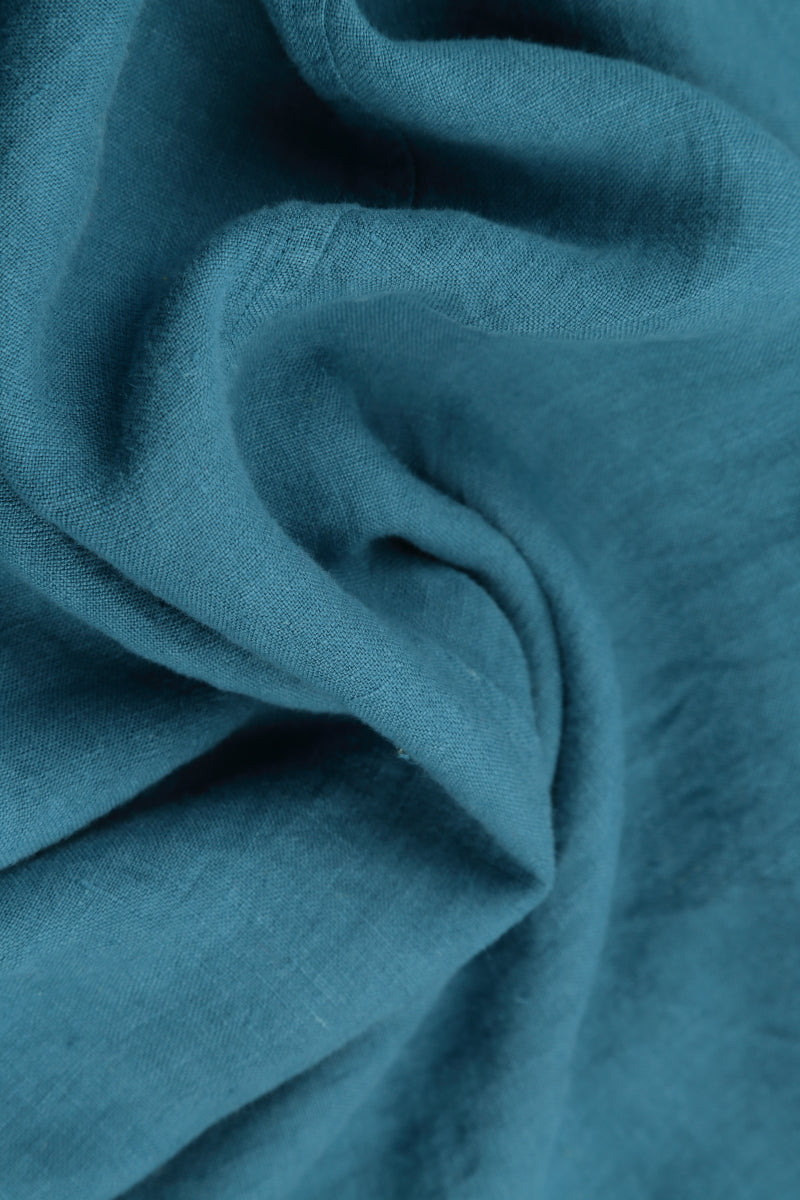 Cowl Neck Denim Linen Midi Dress