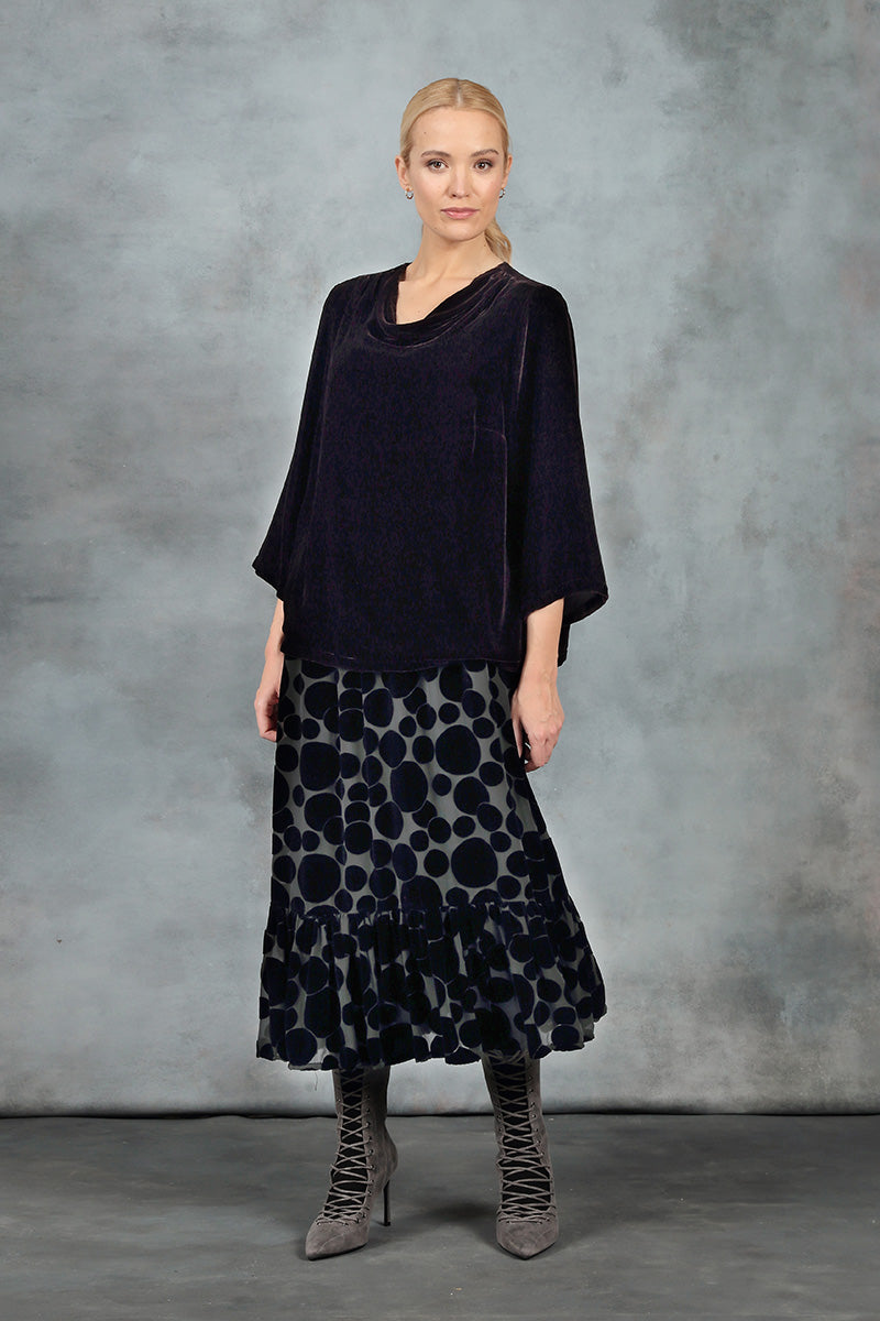 Cowl Neck Vintage Violet Silk Velvet Blouse