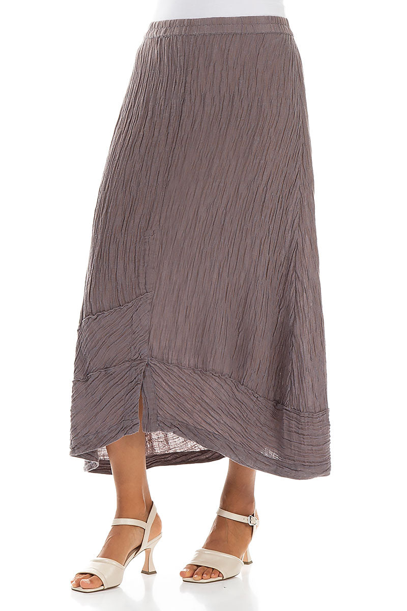 Crinkled Truffle Silk Skirt