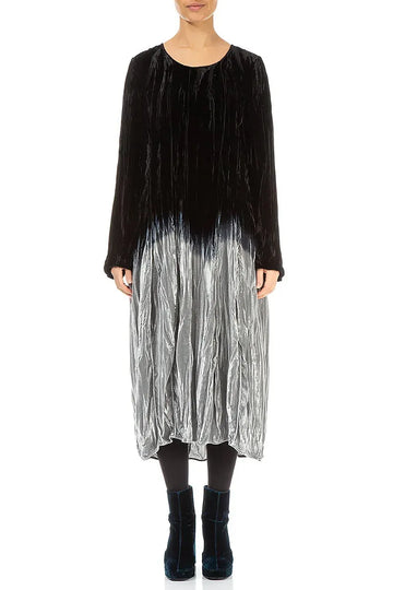 Silver Silk Velvet Ombré Dress 2