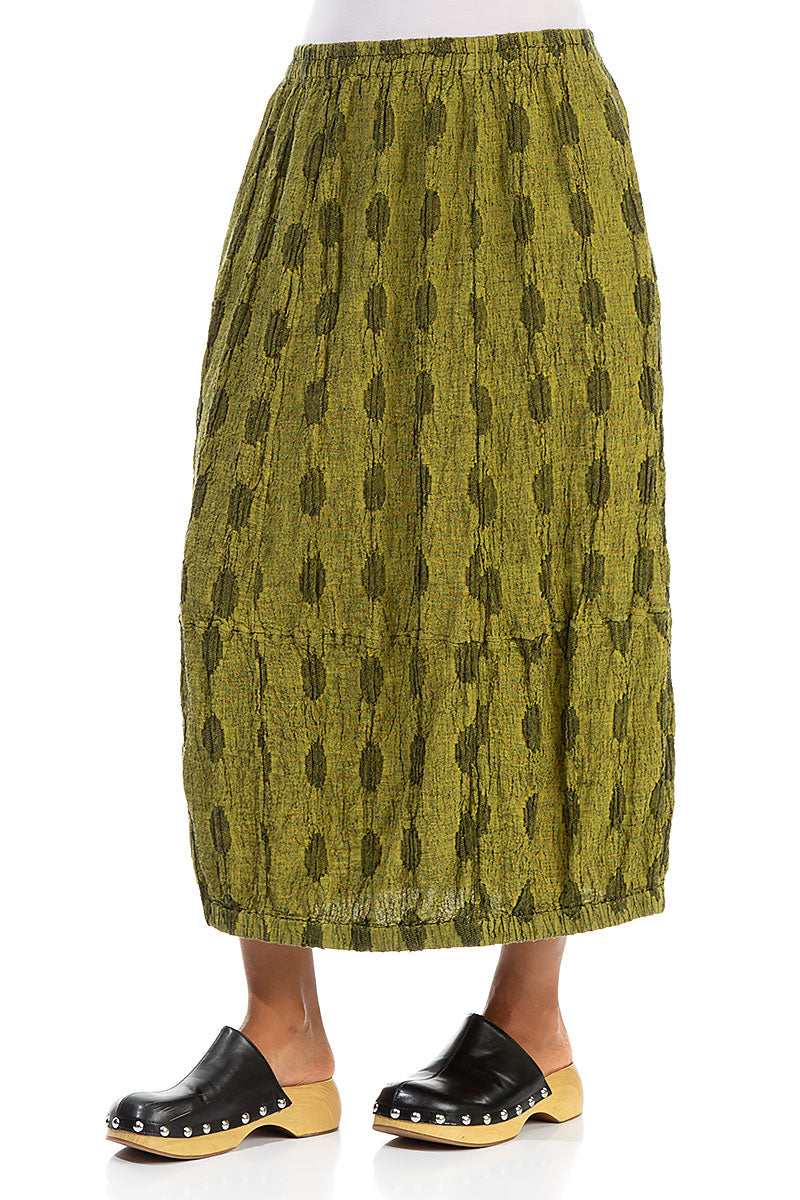 Cyber Lime Textured Bubbles Linen Skirt