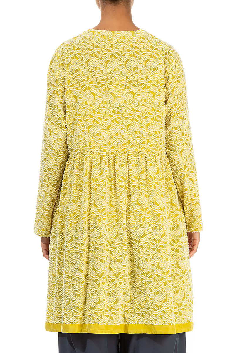 Elegant Floral Cyber Lime Silk Jacket