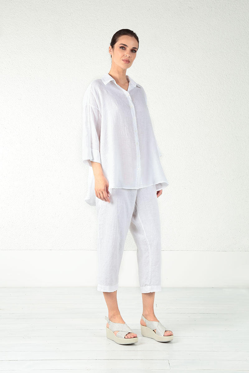 Loose White Linen Shirt