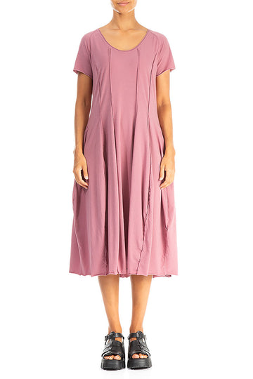 Exposed Seams Mauve Taupe Cotton Dress