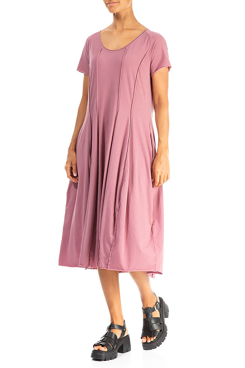 Exposed Seams Mauve Taupe Cotton Dress
