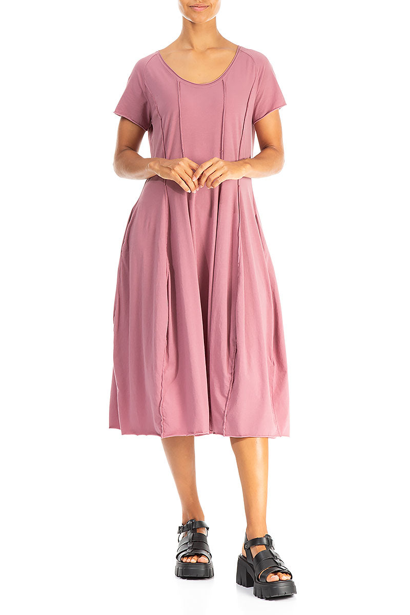Exposed Seams Mauve Taupe Cotton Dress