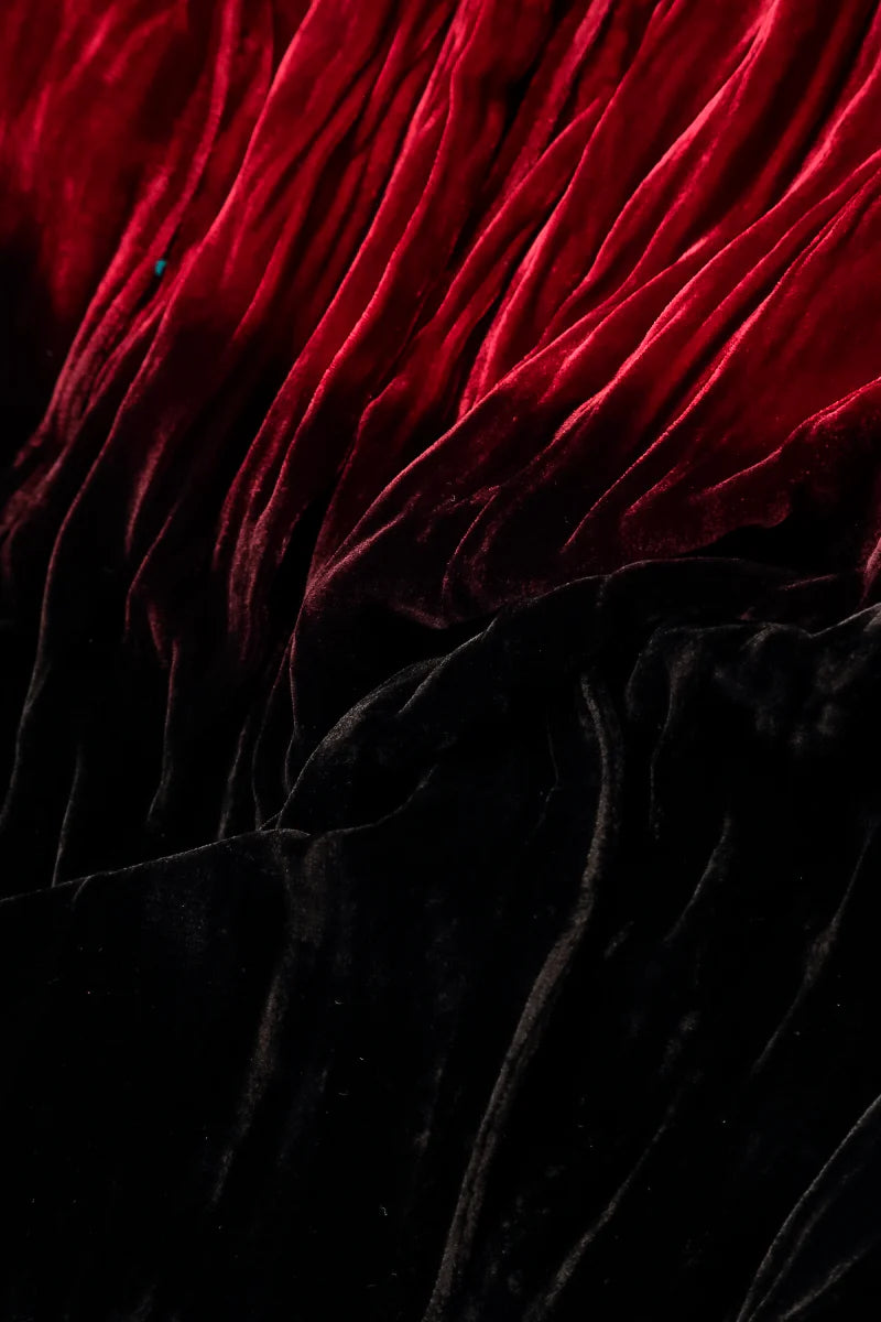 Cherry Red Silk Velvet Ombré Dress 5