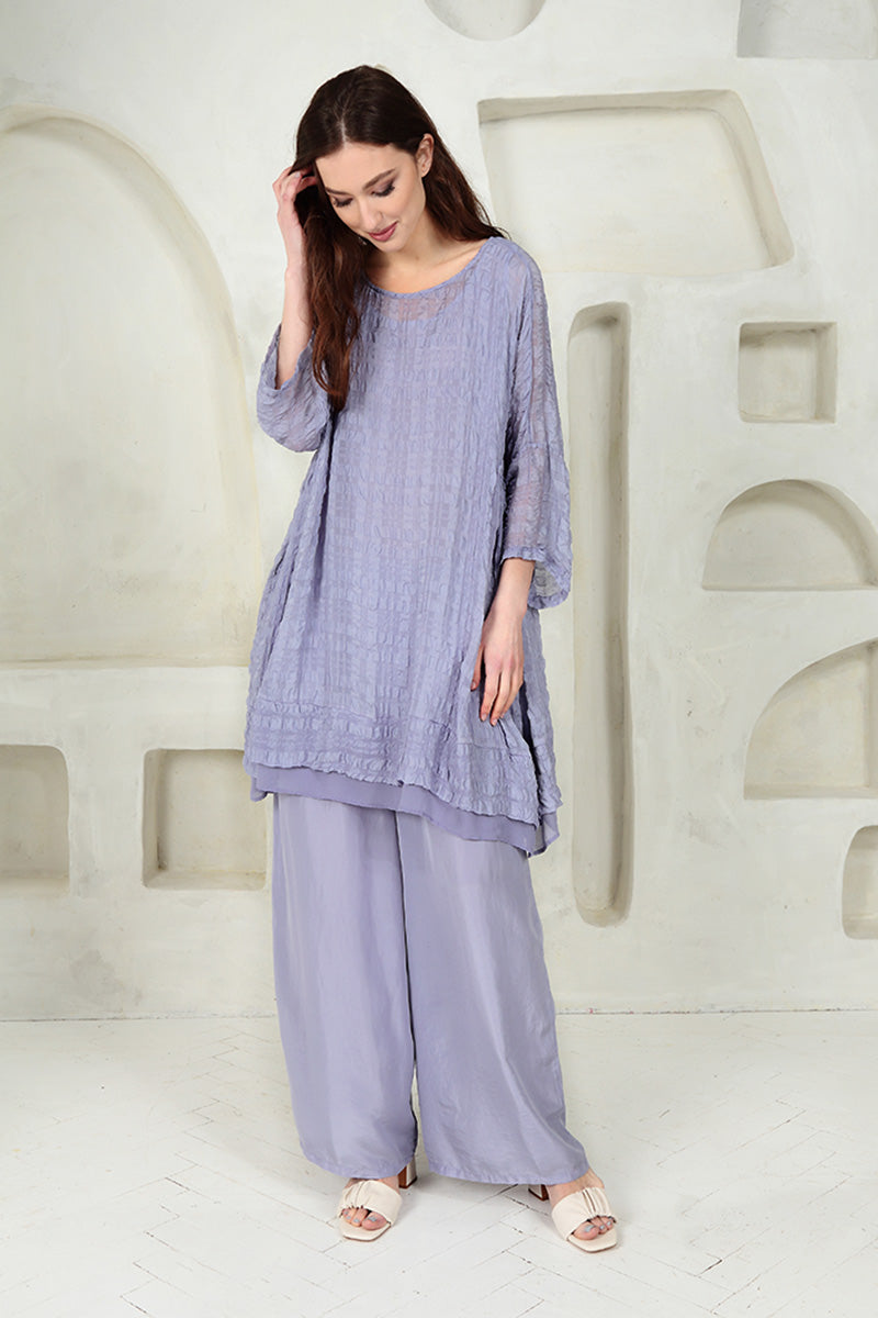 Flared Lavender Silk Cotton Tunic