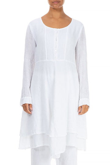 Flared Long Sleeves White Linen Tunic