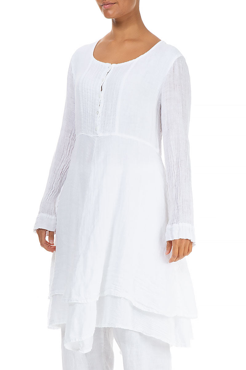 Flared Long Sleeves White Linen Tunic