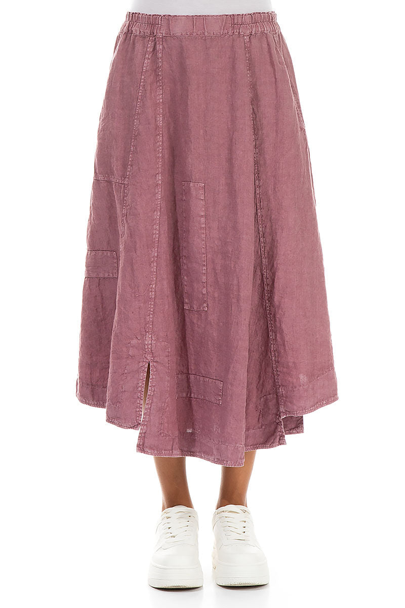 Flared Off-Dye Mauve Taupe Linen Skirt