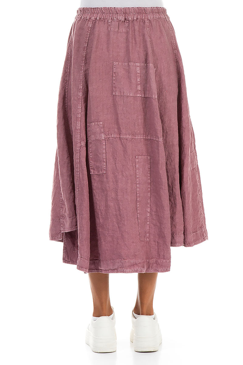 Flared Off-Dye Mauve Taupe Linen Skirt