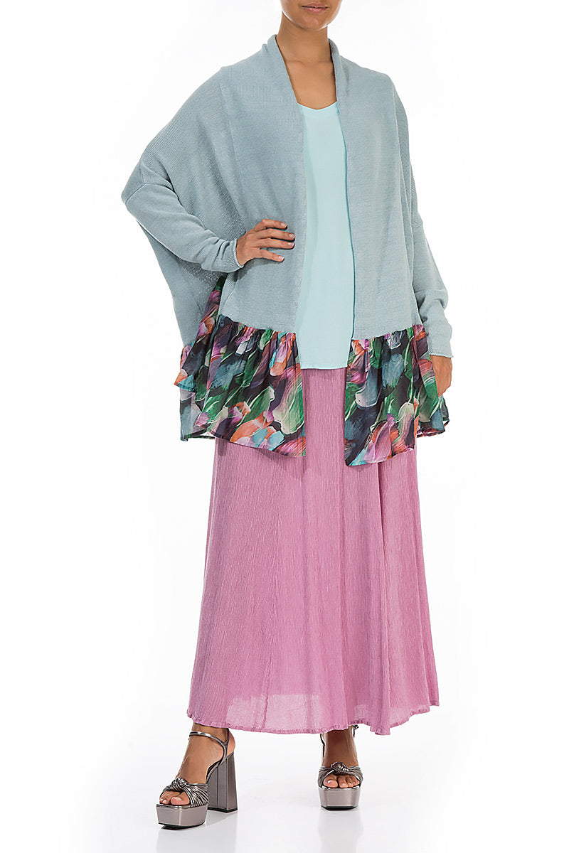 Flared Paint Charm Linen Cardigan