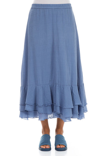 Flowy Blue Nova Silk Cotton Skirt