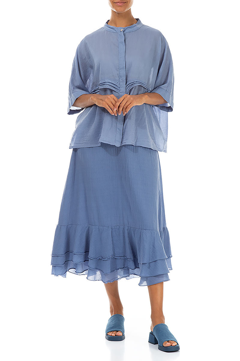 Flowy Blue Nova Silk Cotton Skirt