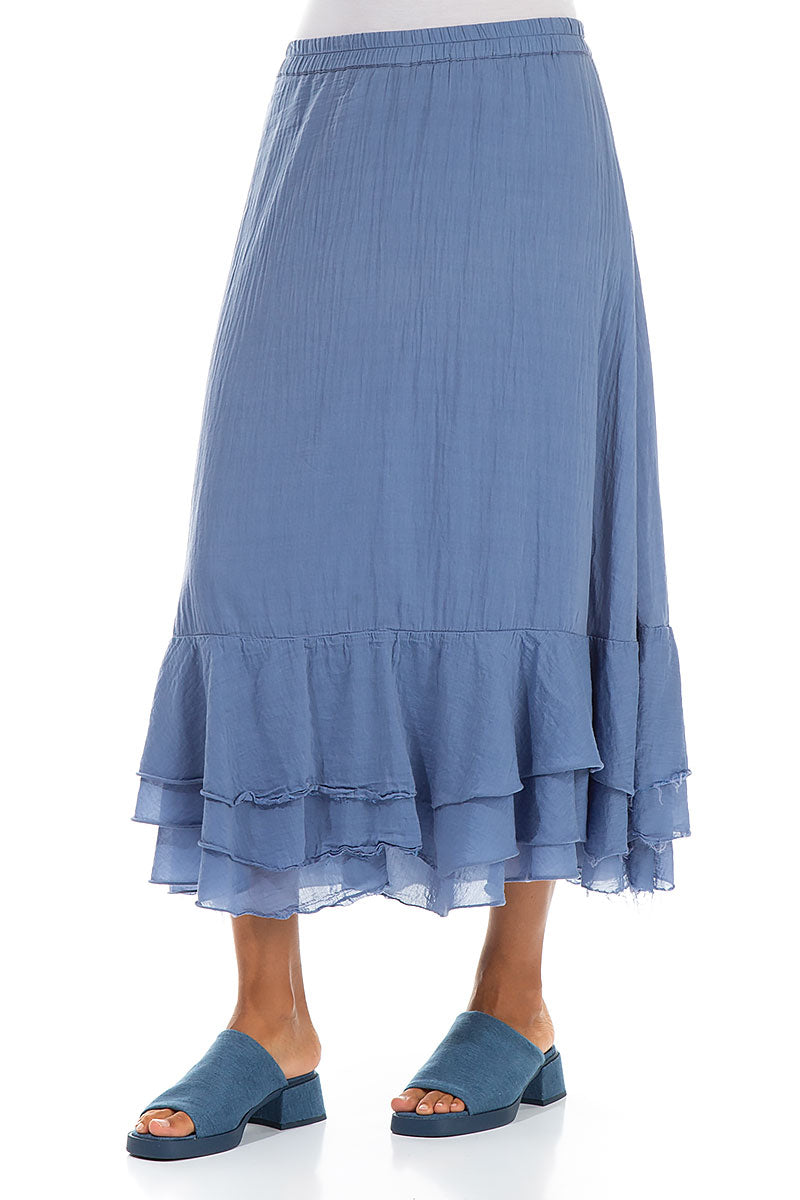 Flowy Blue Nova Silk Cotton Skirt